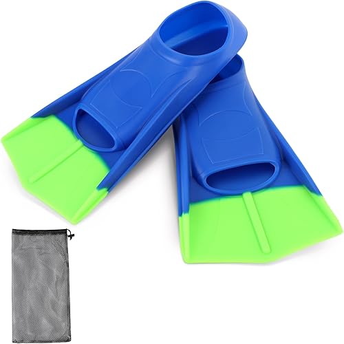 Aletas de natación para niños, aletas cortas de natación para entrenamiento de natación y buceo, tamaño adecuado para principiantes, niños, niñas,