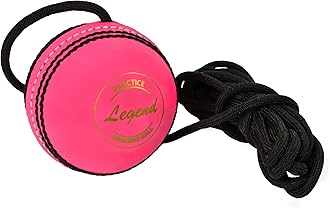 SS Legend Hanging Ball for Bat Knocking and Practice, Building Hand Eye cordination with Reaction String - with Threaded Seam (Red/White/Pink) Color