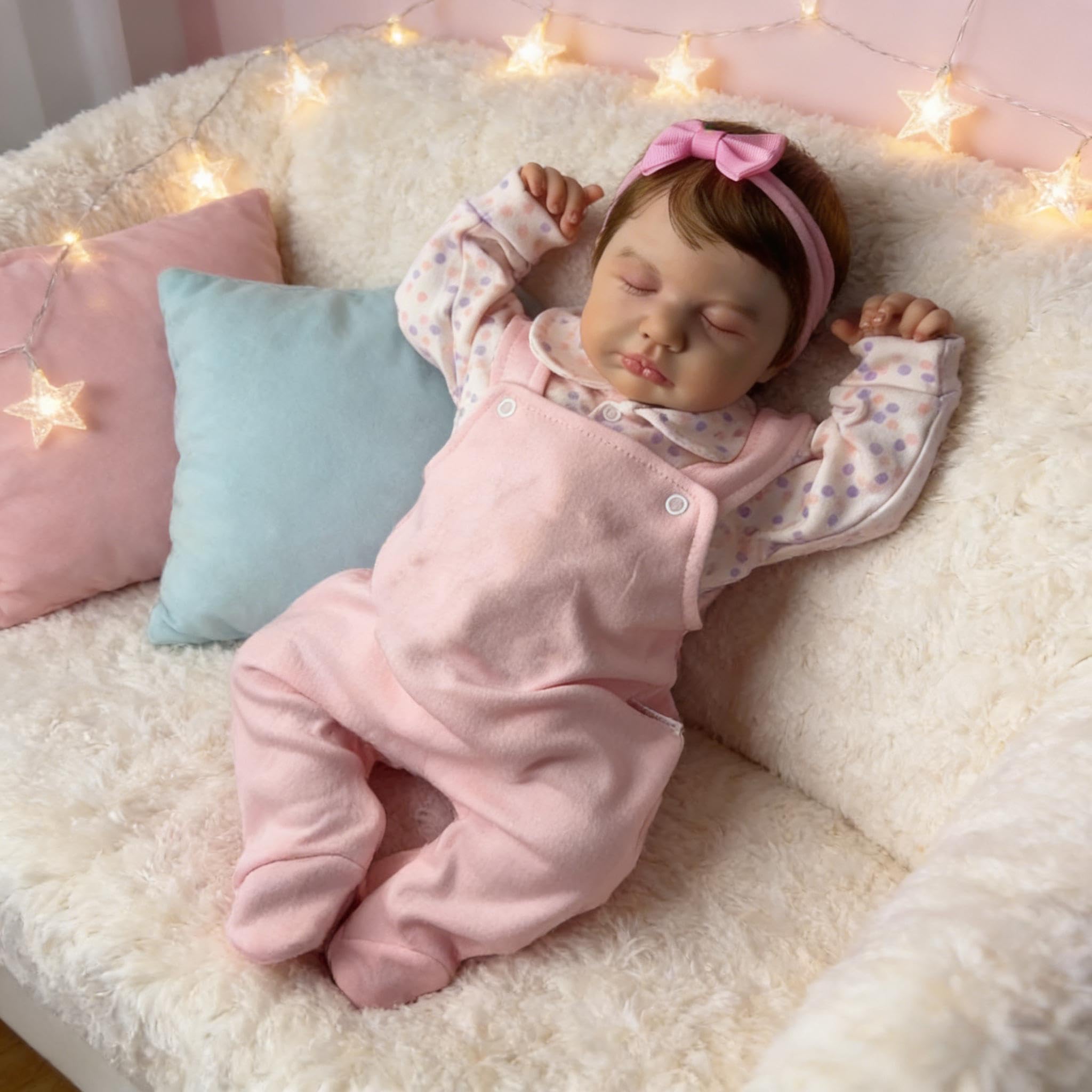 RXDOLL Realistische Reborn-Babypuppen Silikon Ganzkörper Vinyl Mädchen, 50 cm Lebensechte Neugeborenenpuppe Gewichtete Schlafende Reborn Puppe, Kinder Geburtstags