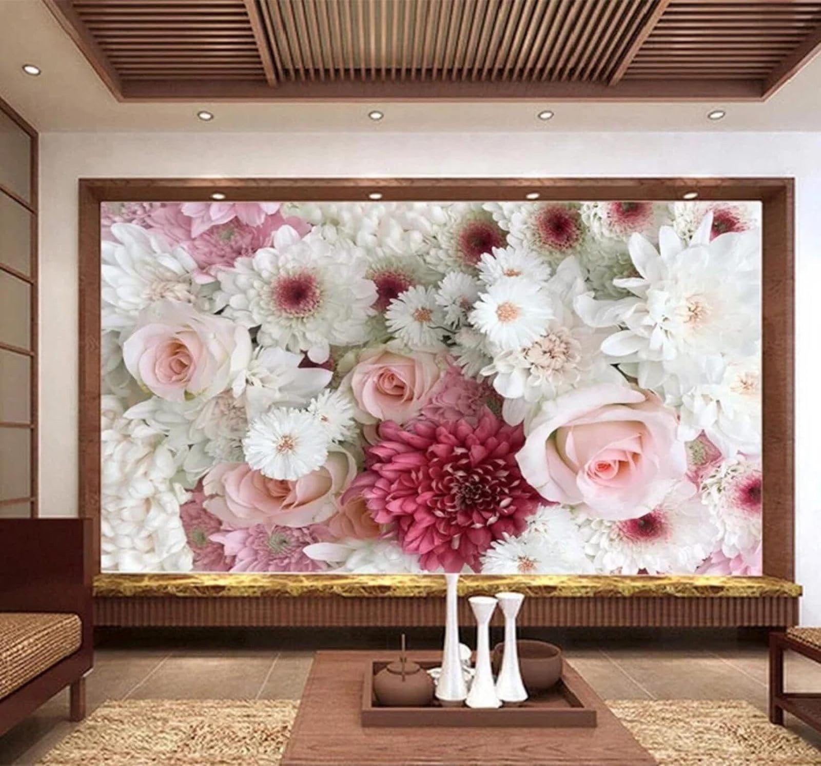 Xlming 250Cm×170Cm(B×H) Fresh Beautiful Romantic Colourful Flowers 3D Wallpaper Luxury Home Dining Decor Paste Sofa Living Room The Wall For Bedroom Mural-250Cm×170Cm