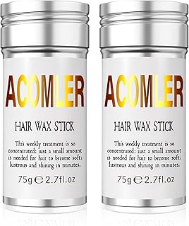 Acomler Hair Wax Stick, Wax Stick for Hair, Fly Away Stick for Hair, Slick Back Hair Products Frizz Control, Hair Accessories for Women&Kids, Hair Styling Wax Pomade Gel Stick (Pack of 2 Silver,5.4oz)