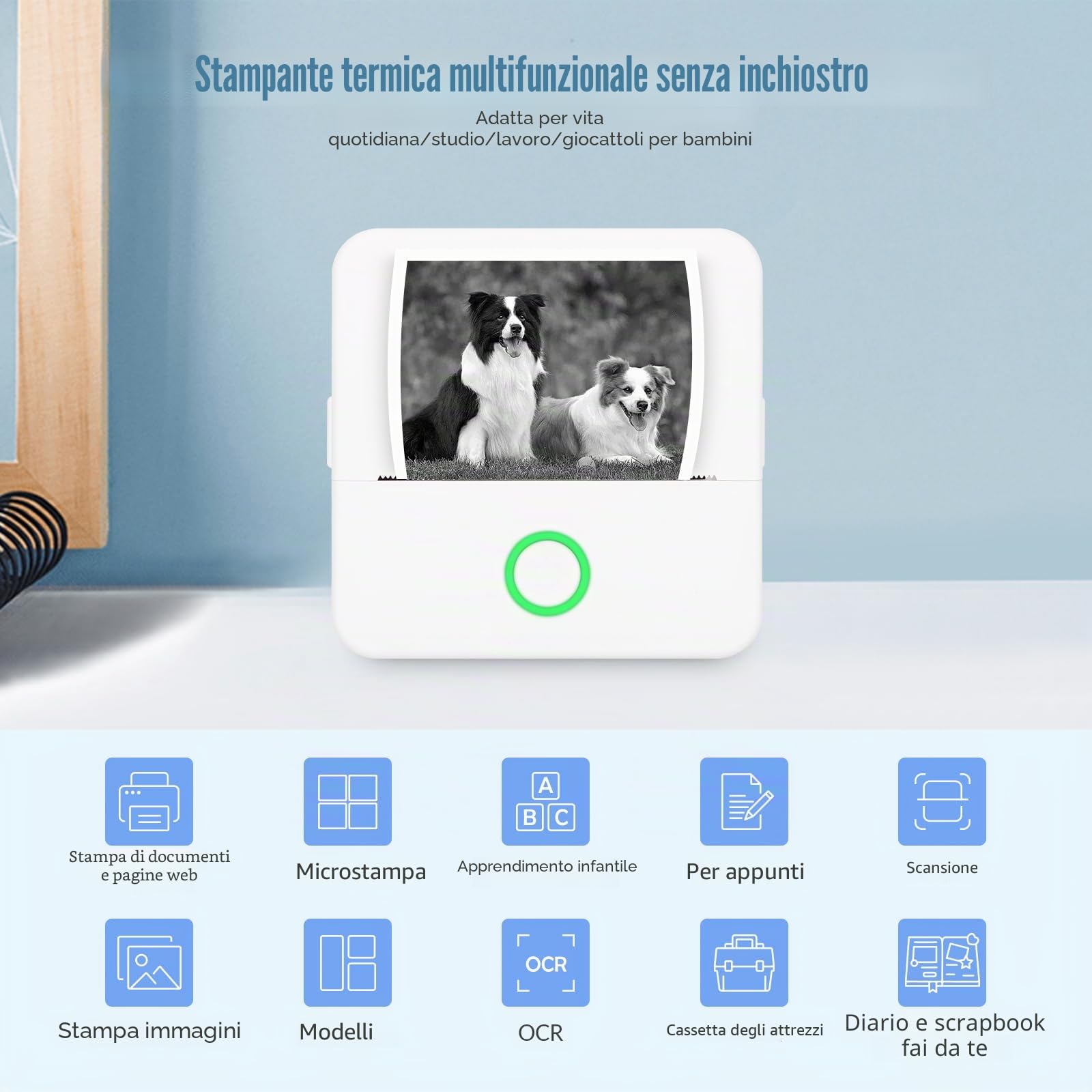 Stampante Termica Portatile Wireless Bluetooth Millilitri Mini per Smartphone iOS Android