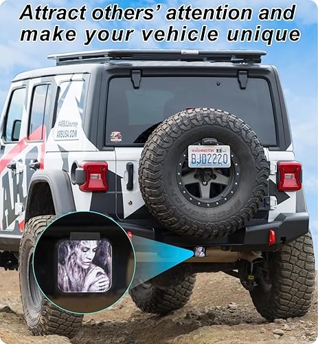 Miniatura 6 de CHUANJI Cubierta de enganche de remolque de 2 pulgadas, cubierta de enganche de remolque para mujer, magia surrealista, enchufe de enganche de tubo