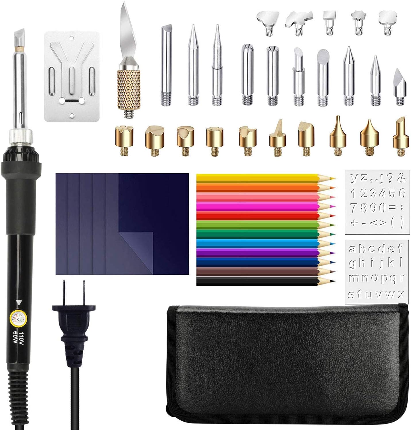50 PCS Wood Burning Kit Full Set -Professional level Creative Woodburner Set with Adjustable Temperature Pyrography Pen Include Various Wood Embossing/Carving/Soldering Tips
