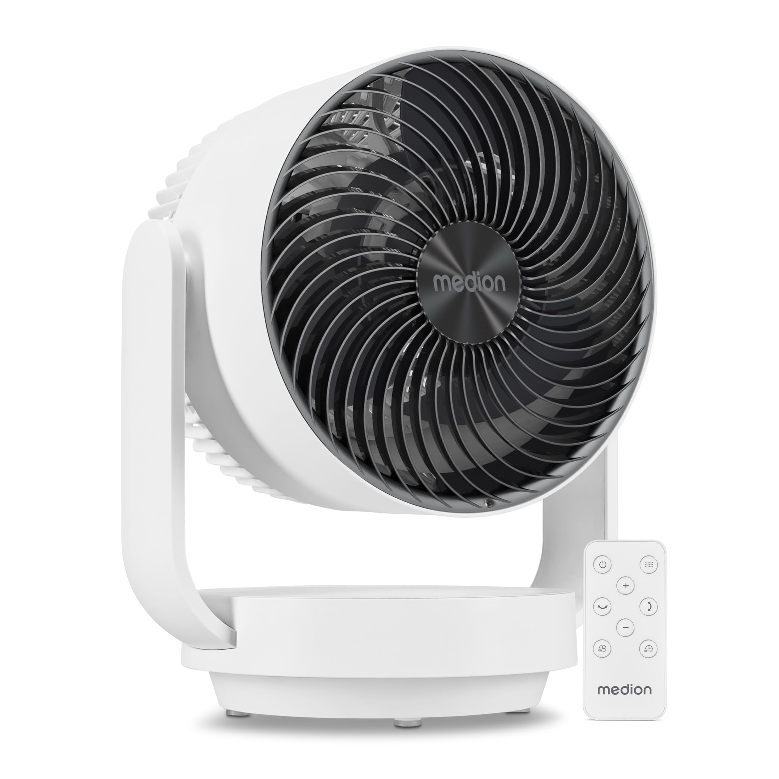 MEDION Tischventilator sehr leise P20 DF, 26 Dezibel, mit Fernbedienung, kraftvolle 7 Geschwindigkeitsstufen, oszillierend, horizontal & vertikal, Timer, Schlafmodus, für Schlafzimmer & Wohnzimmer