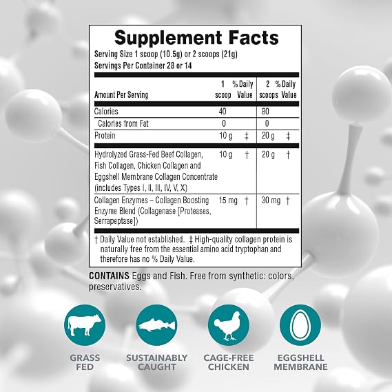 NaturesPlus Collagen Peptides - 0.65 lbs Powder - Hair, Skin, Nail & Joint Health, Immune System Support - Non-GMO, Gluten Free - 28 Servings