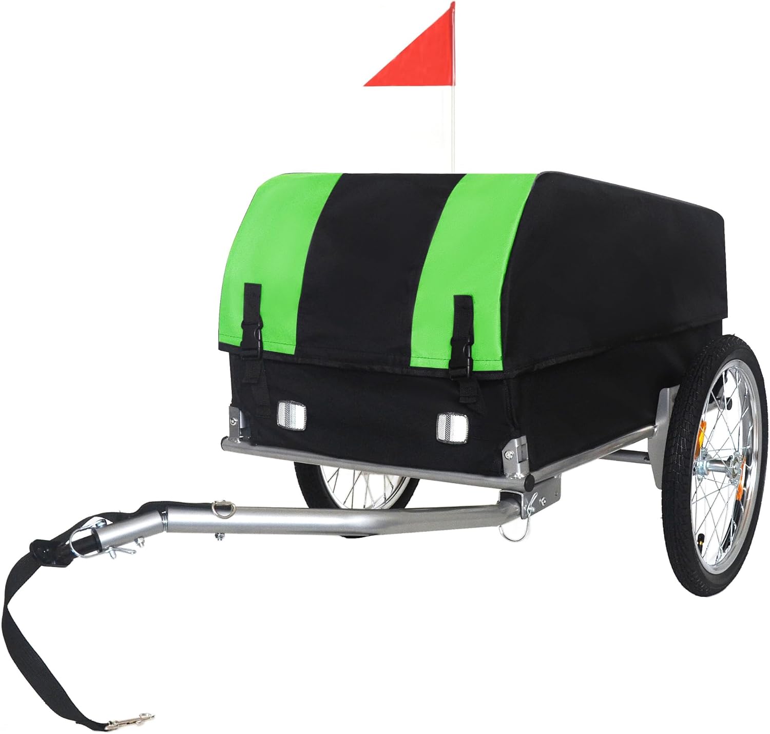 Heavy-Duty Bike Cargo Trailer with Removable Waterproof Cover – 88 lbs Capacity, 16" All-Terrain Wheels & Foldable Design