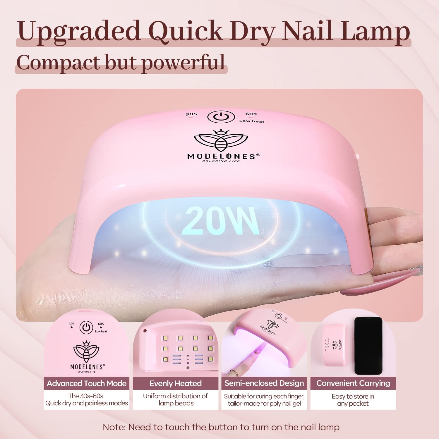 Modelones Akrygel do paznokci, żel do modelowania paznokci, 6 kolorów Polygel i 20 w lampa UV LED 6 kolorów zestaw do lakierowania bazowego i górnego lakieru do paznokci pół-częściowy lakier do
