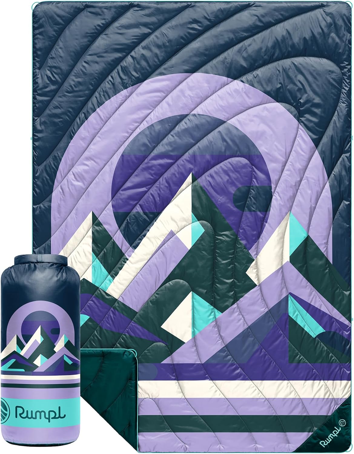 Rumpl Original Puffy Blanket - Warm, Water-Resistant Camping Blanket with 100% Recycled Synthetic Insulation, 52"x75", Original Puffy V2, Lavender Peak Eclipse