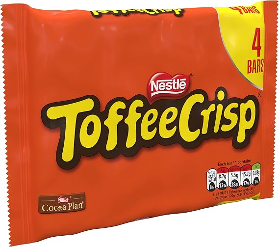 Toffee Crisp Chocolate Bars Multipacks, 14 Pack of 4 x 31 g, (Total 56 Bars)