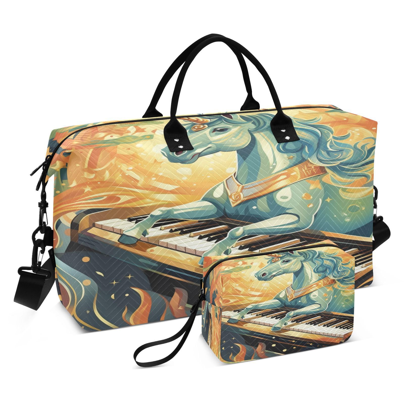 Cool Unicorn Horse Sports Swim Gym Bag Weekender Duffel Travel Bags Handbag with Makeup Storage Bag for Girls Men