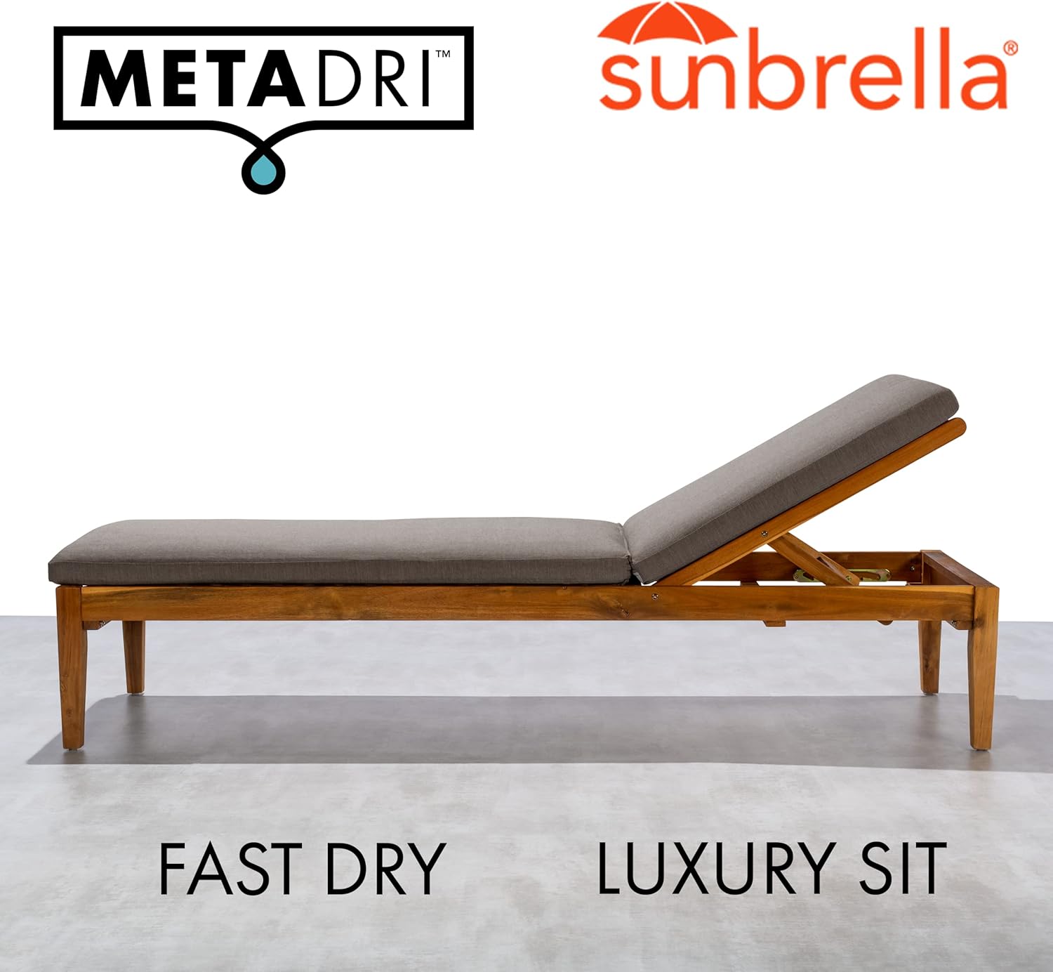 Outdoor Chaise Lounge Cushion, 26" W x 82" L x 2.5" H, Cast Shale
