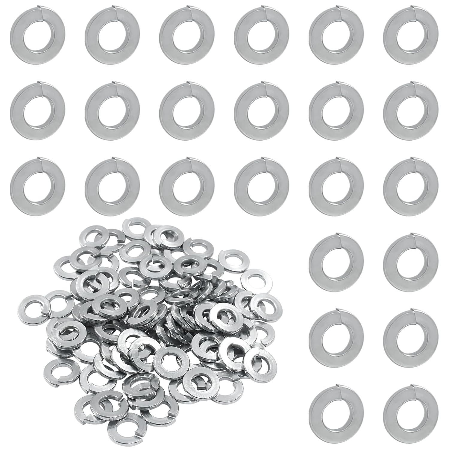 BokWin Spring Lock Washer #8, 100 Pcs, Stainless Steel