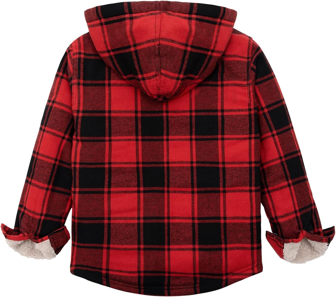 ZENTHACE Boys Sherpa Lined Full Zip Flannel Plaid Shirt Jacket,Cozy Hooded Flannel Shirt with Hand Pockets - Image 3