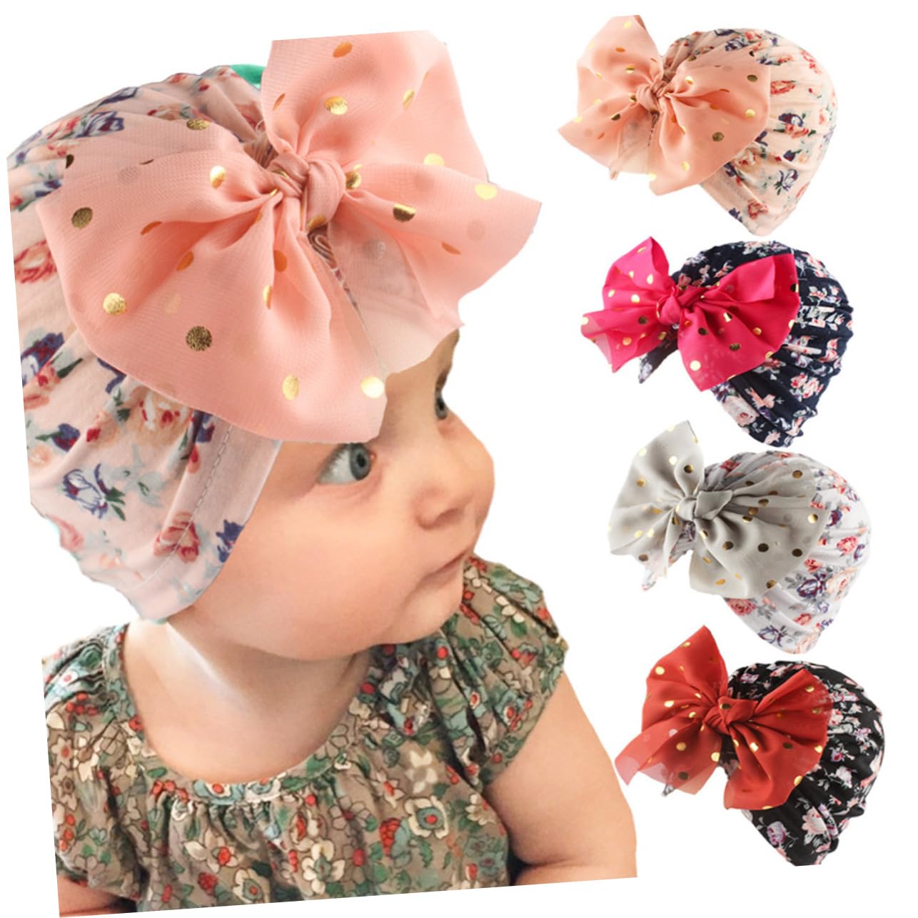 CALLARON Sombrero Juguetes Gorro Bebés Tapa Piscina Capó para Bandana Bebe Bandanas Bebe Turbante Bebé Chic para Gorra con Lazo Tocados Infantiles Poliéster Algodón
