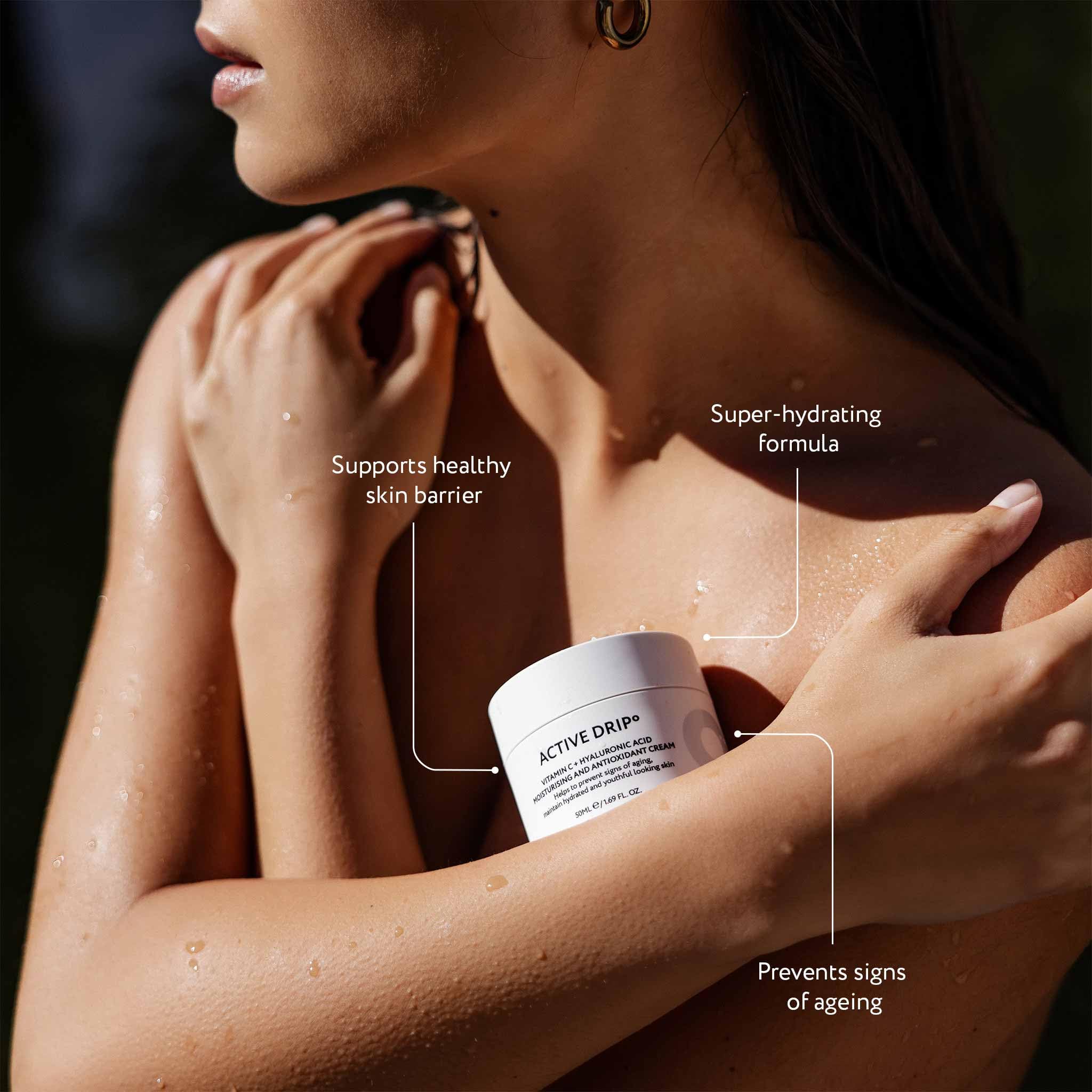 ° Vitamina C + Crema Viso Hyaluron 50 ml – Crema Idratante Vegana anti-invecchiamento contro le rughe, 24 h di umidità, senza profumo