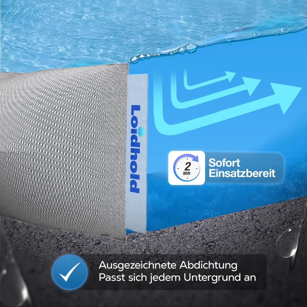 Manguera móvil de protección contra inundaciones, 500 x 7,5 cm, protección eficaz contra inundaciones y sellado, lista para usar, apilable, reutilizable