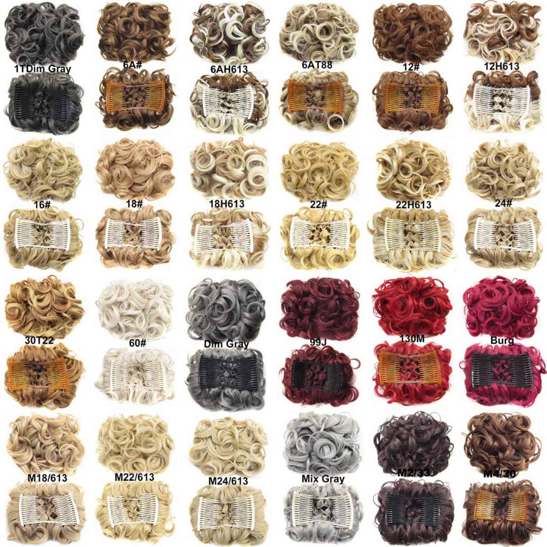 Curly Gray hair bun Elastic Net Synthetic Hair Bun With Two Plastic Combs Updo Cover Accessories For Women #22