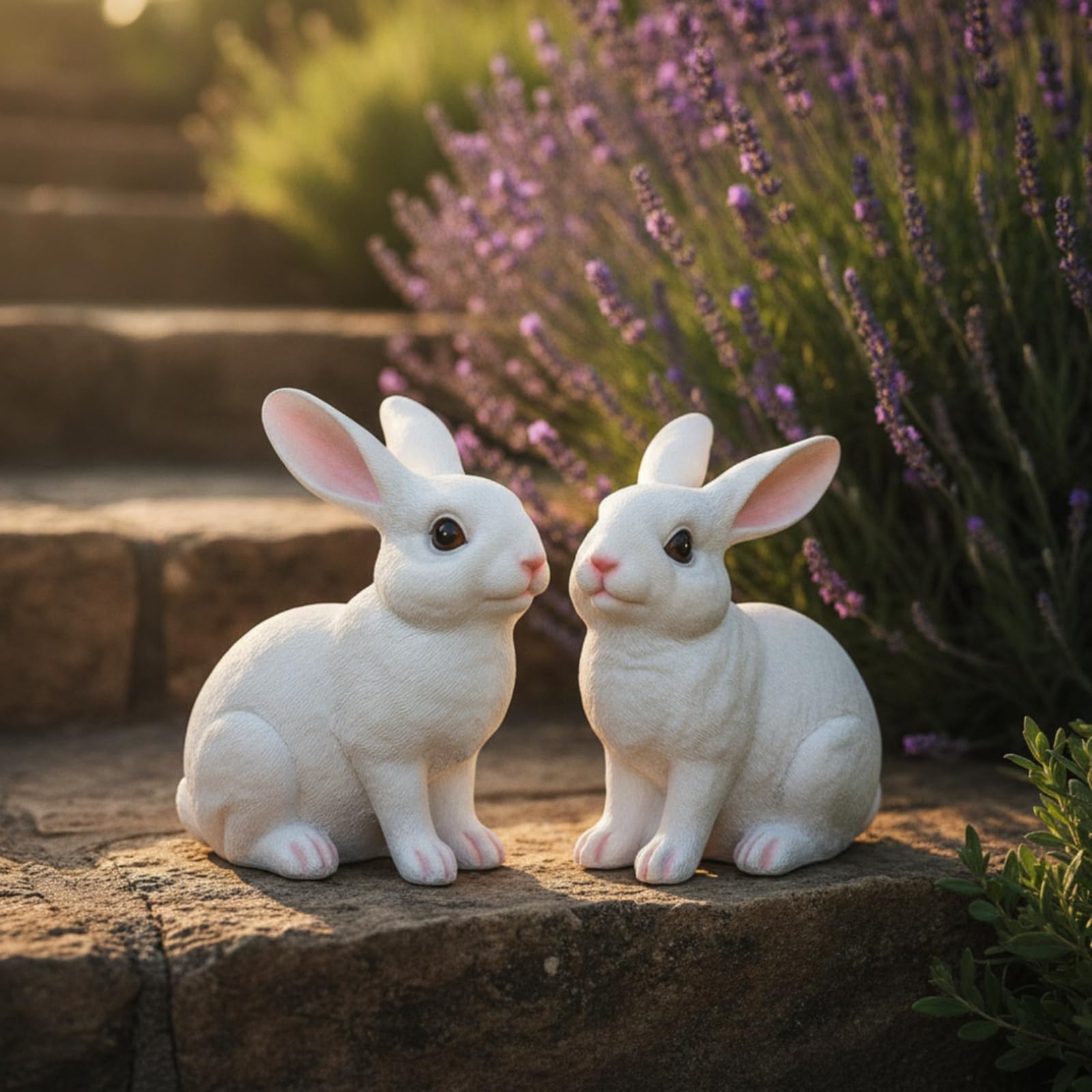 predolo Hasenfigur Weiß Kaninchenfigur Wetterfest Osterhase für Gartenliebhaber, Dekofans, Garten, Terrasse, Wohnzimmer