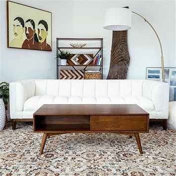 ASHCROFT Nola Mid-Century Rectangular Solid Wood Coffee Table in Walnut