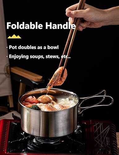 Miniatura 5 de CampPro - Juego de utensilios de cocina para campamento de 4 a 8 años, de acero inoxidable, equipo de campamento con bolsa de transporte, juego de