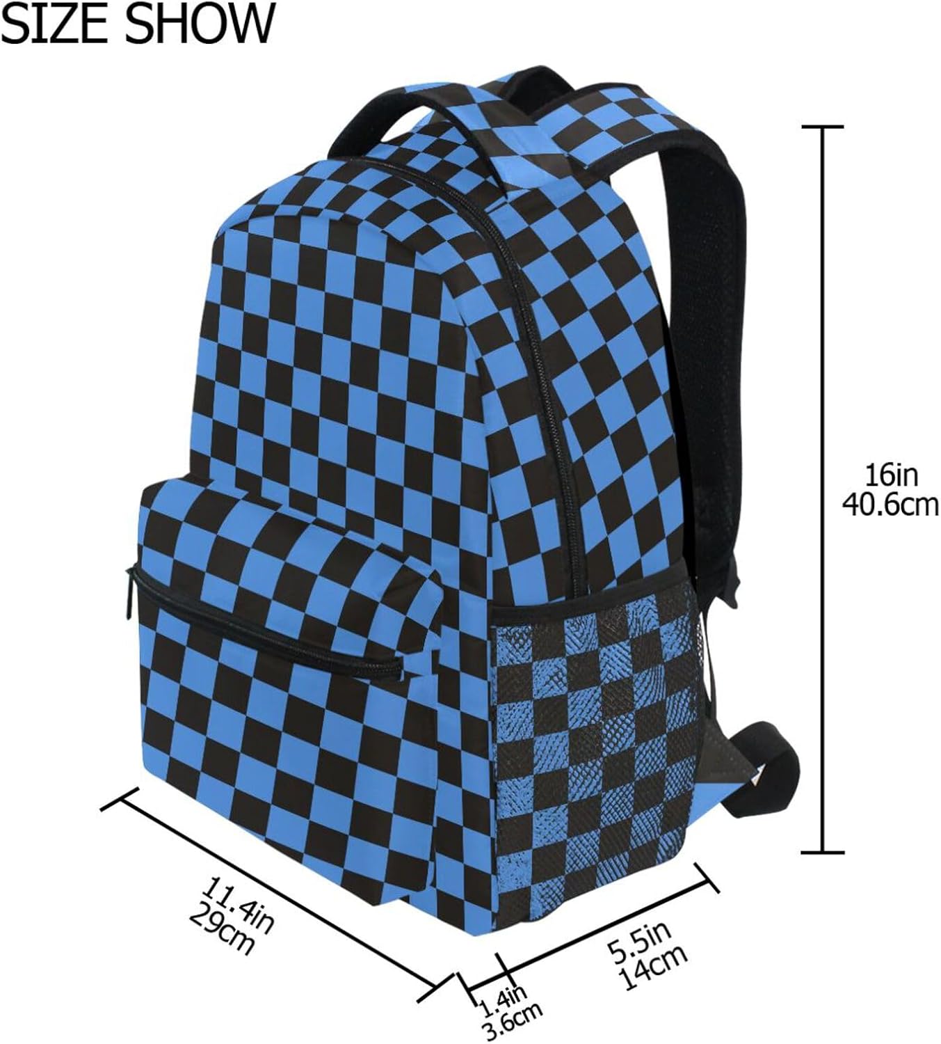 Backpack for Girls Boys, Teenager Bookbag College Rucksack Travel Daypack School Bag Kids Backpack Blue Black Checkered