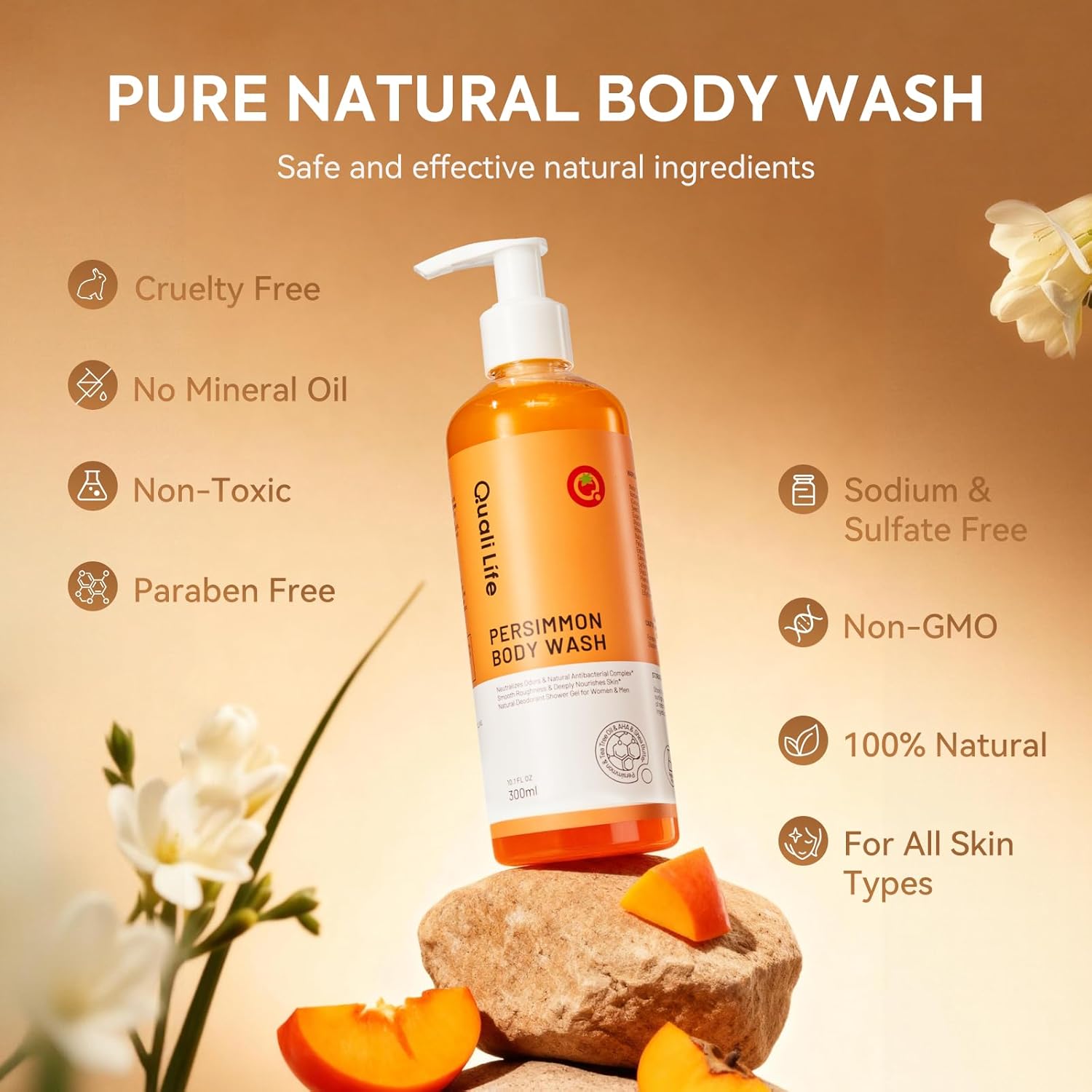 Persimmon Body Wash for Old People Smell, Natural Deodorant Bar Soap for Strong Odor Smelly Feet Remove, Cleansing Body Deodorizing for Eliminating Odor - Image 7