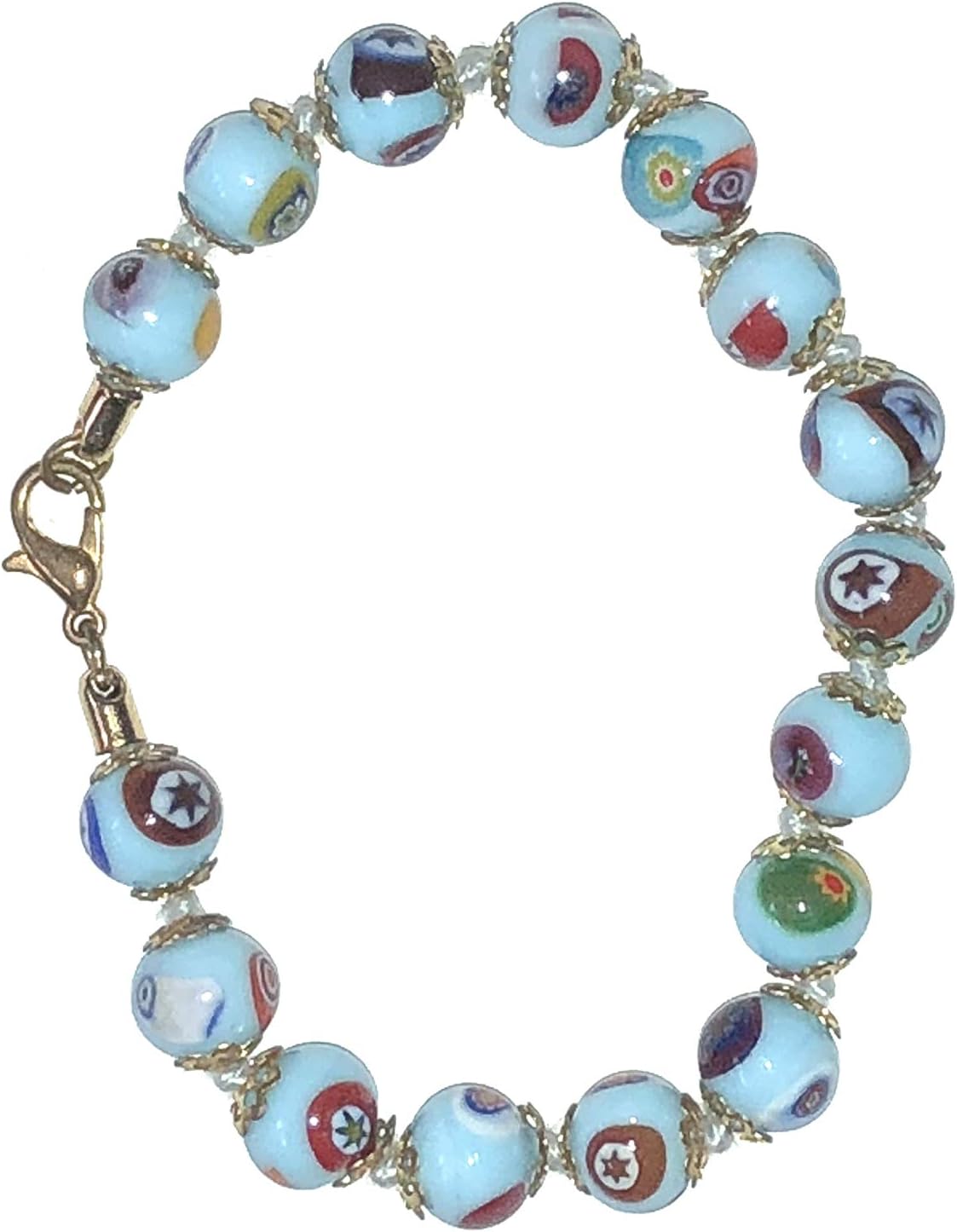 Light Blue Venetian Murano Glass Bead Bracelet