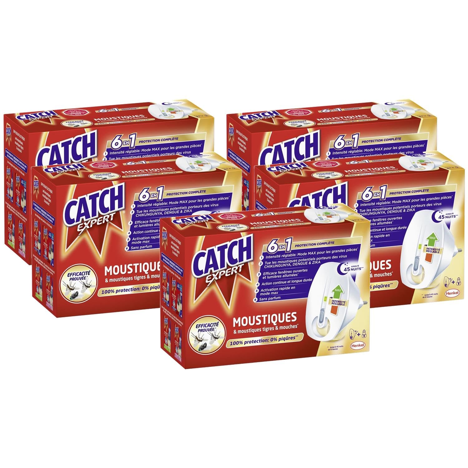 CATCH Lot de 5 Diffuseurs électriques réglables 45 nuits - Sans parfum