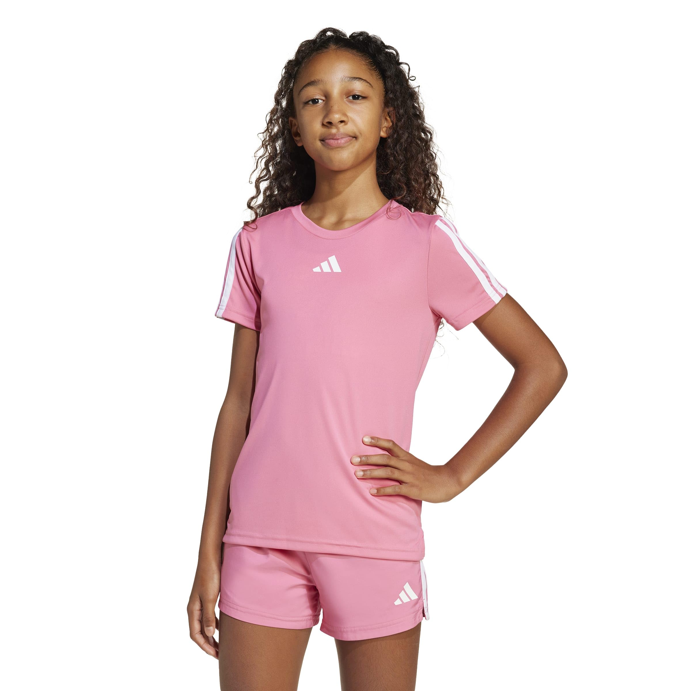 Adidas Train Essentials 3-Stripes Shirt Pink Fusion White 13-14 Years