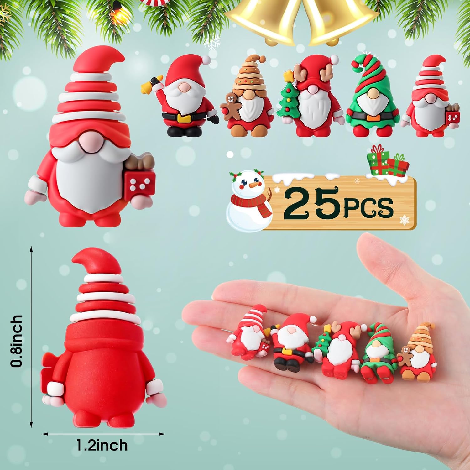 25 Pcs Christmas Mini Gnomes, Xmas