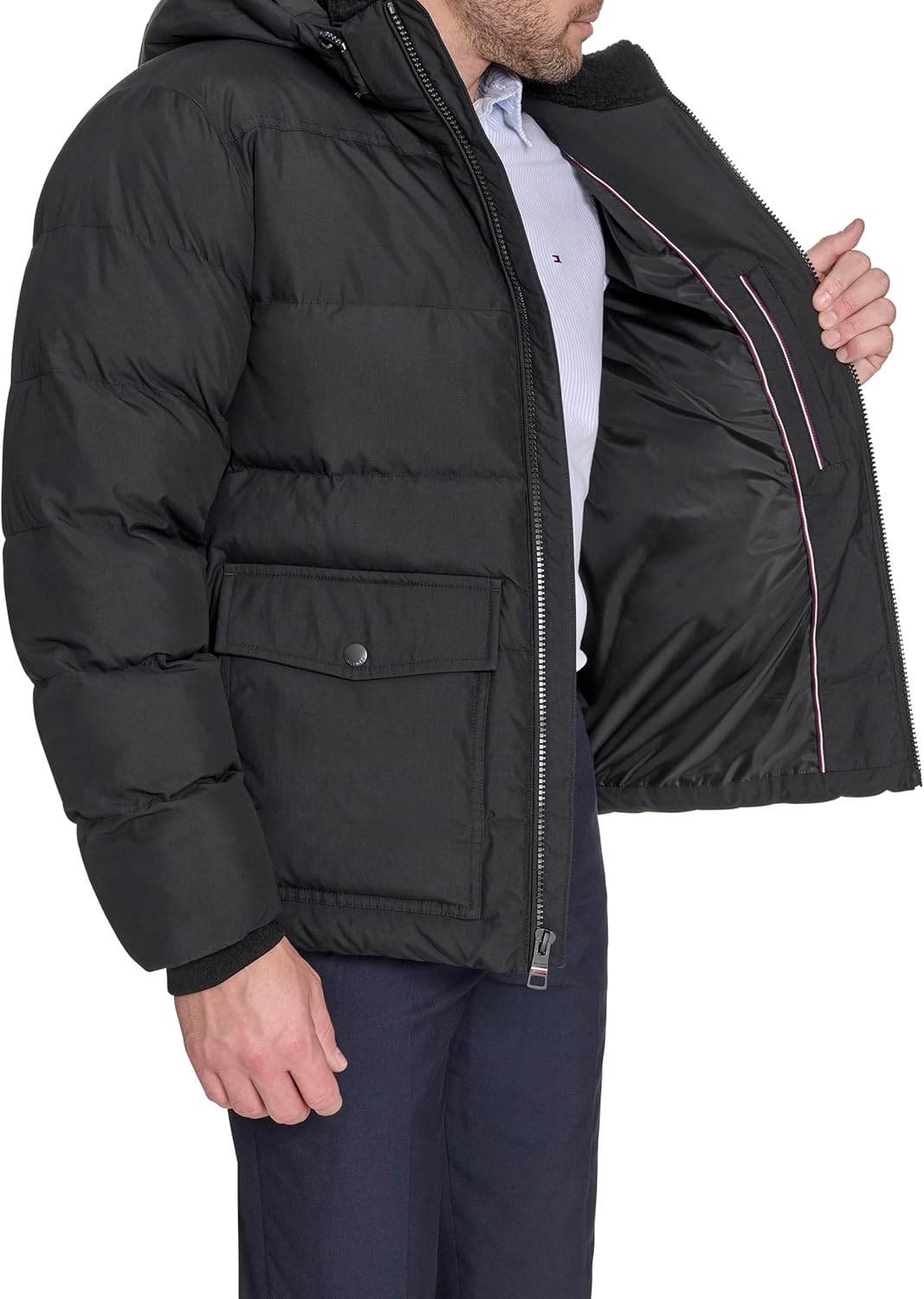 Tommy Hilfiger mens Hooded Puffer With Patch Pockets - Image 6