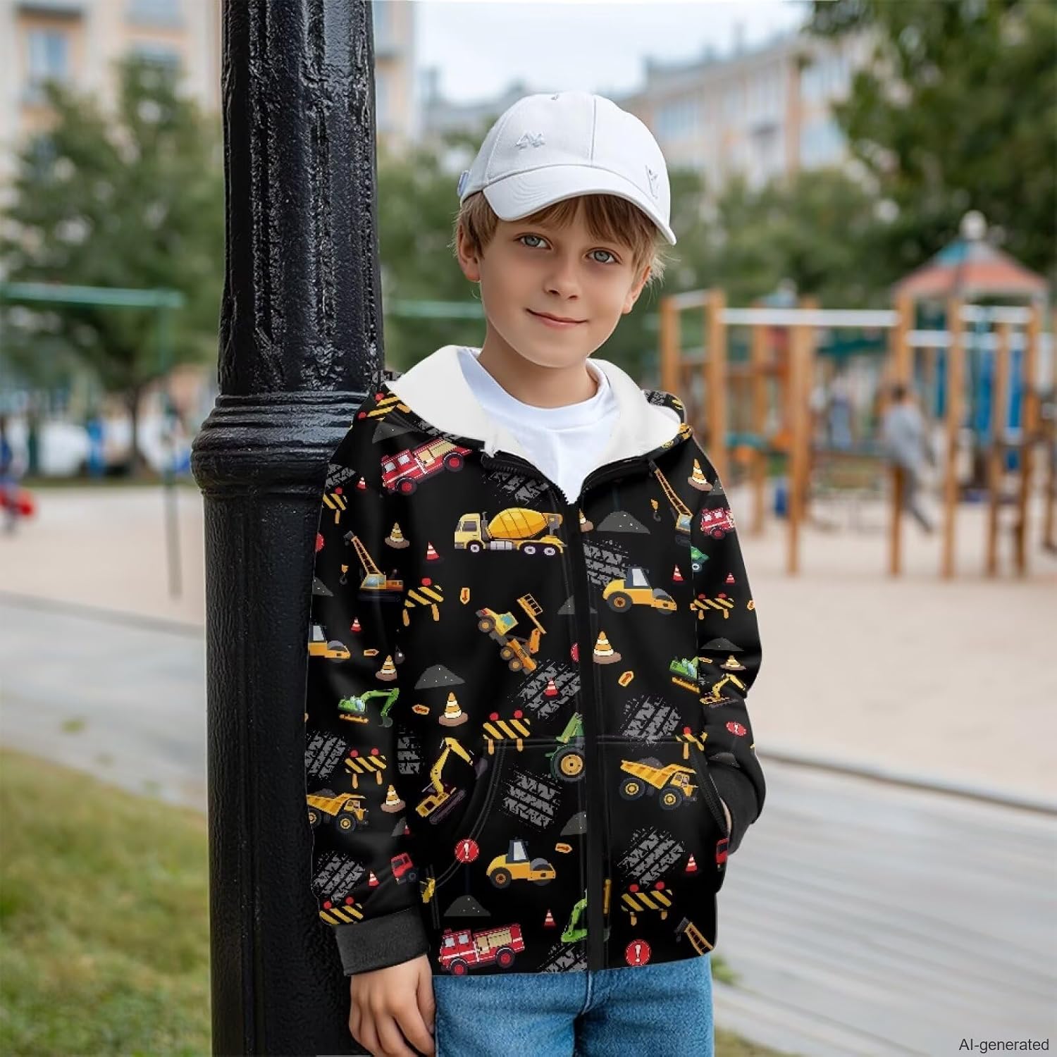 6-16 Years Boys Girls Zip Up Hoodies Sweatshirts 3D Printed Cute Pullover Jacket with Pockets