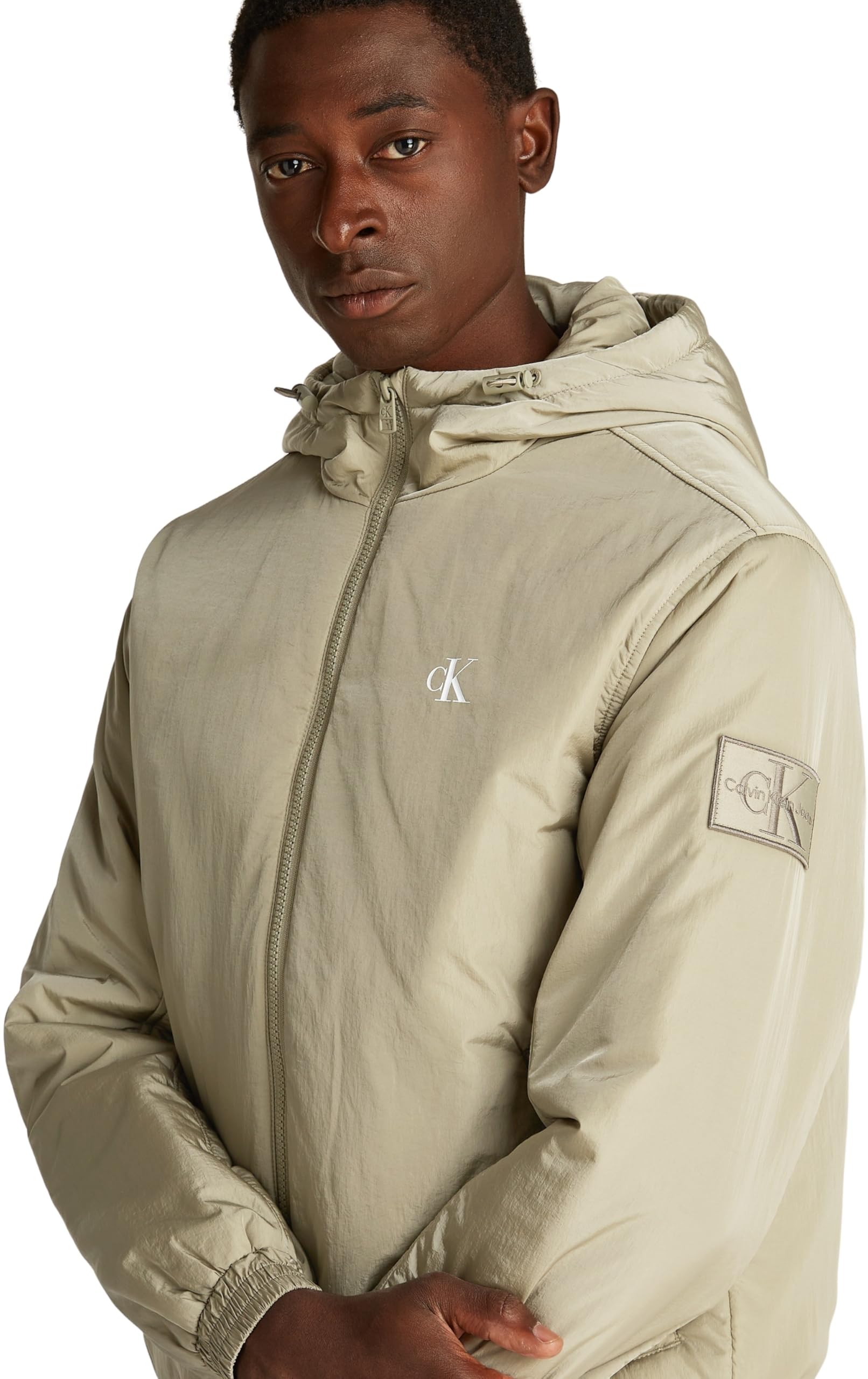 Calvin Klein Męskie kurtki z kapturem Harrington Inne, Nordic Dust, S