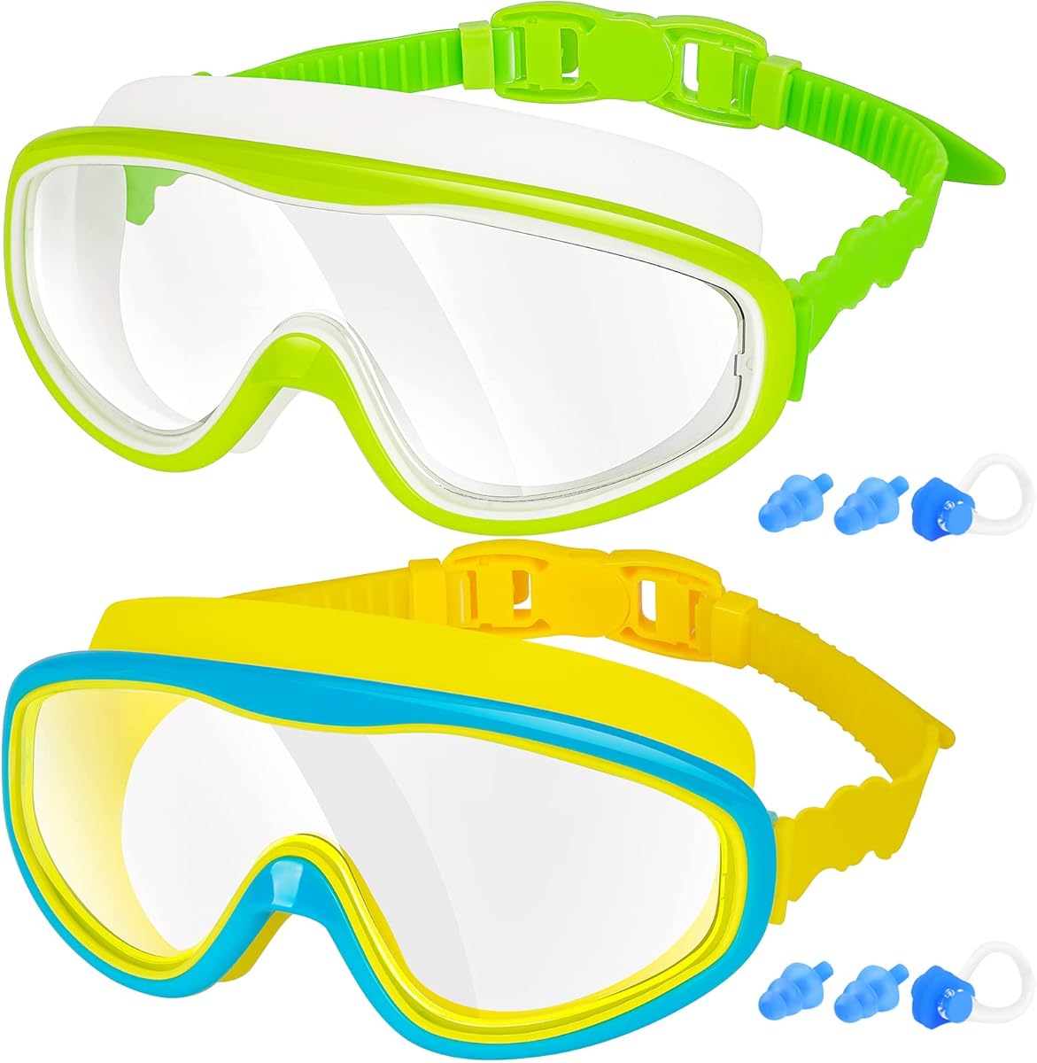 EasYoung 2-Pack Kids Swim Goggles, Swimming Goggles for Children and Early Teens from 3 to 15 Years Old, Wide Vision, Anti-Fog, Waterproof, UV Protection