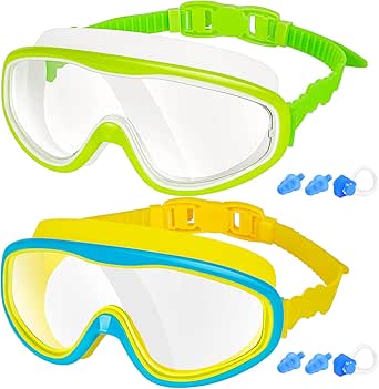 EasYoung 2-Pack Kids Swim Goggles, Swimming Goggles for Children and Early Teens from 3 to 15 Years Old, Wide Vision, Anti-Fog, Waterproof, UV Protection