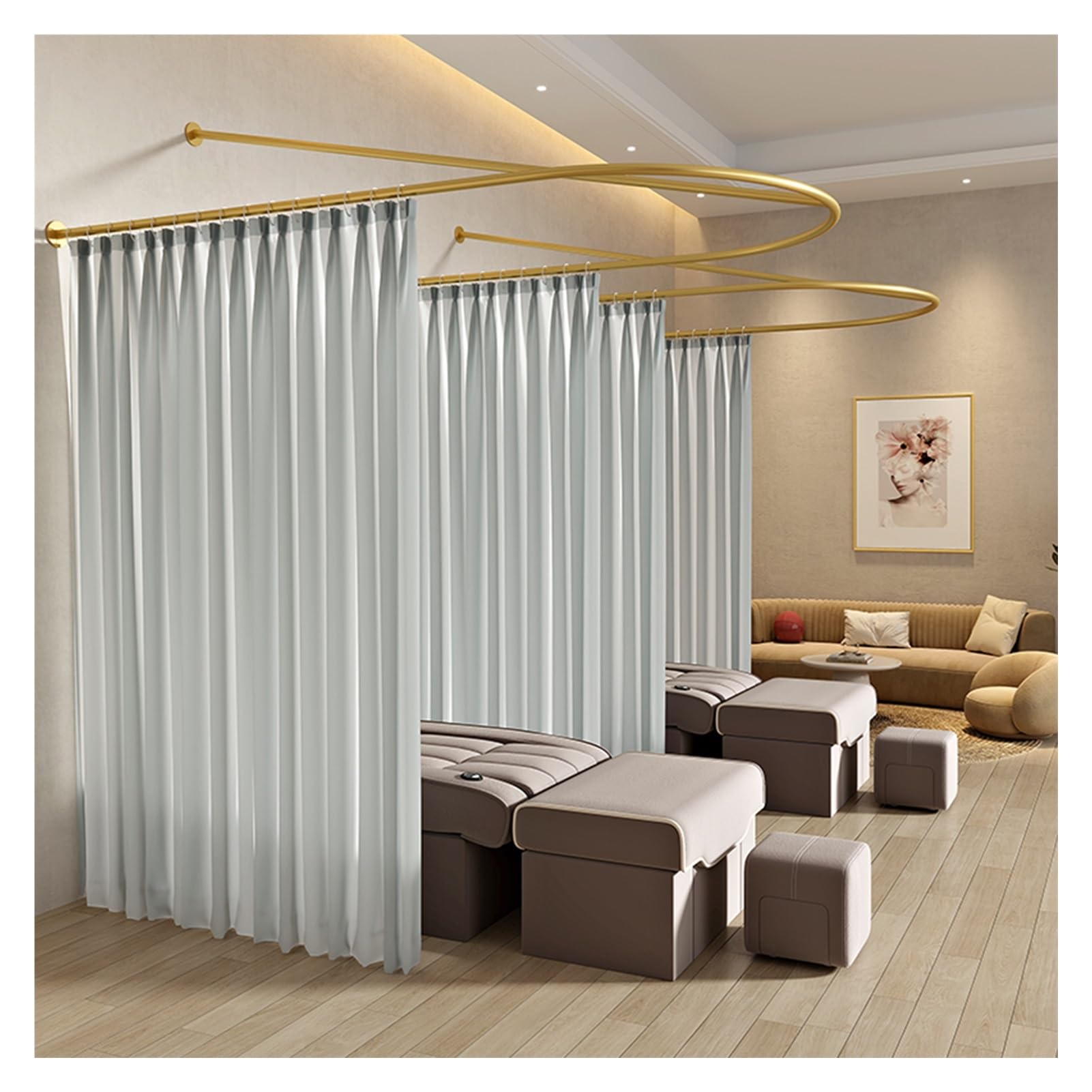 WQPMNYG d Support Rod for Salon Partition Curtain WallMounted Privacy Solution for Beauty Salons Clinics and Shared SpacesEnhance Your Client Experience
