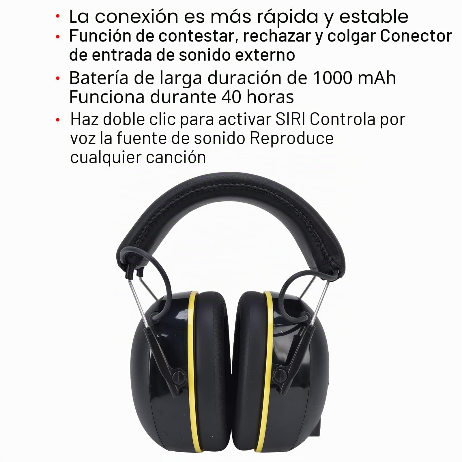 Orejeras de Protección Auditiva, Conexión Bluetooth Inalámbrica con Cancelación de Ruido Orejeras de Protección Auditiva para Tiro, Uso Industrial, Construcción, Talleres