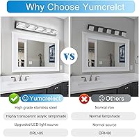 Vista 3 de LED Vanity Lighting 30W Lights for Mirror 5 Light Bath Wall Lamps 34 Inch Bathroom Sink Lights over Vanity Modern Long Bath Lights Bars Chrome Wall