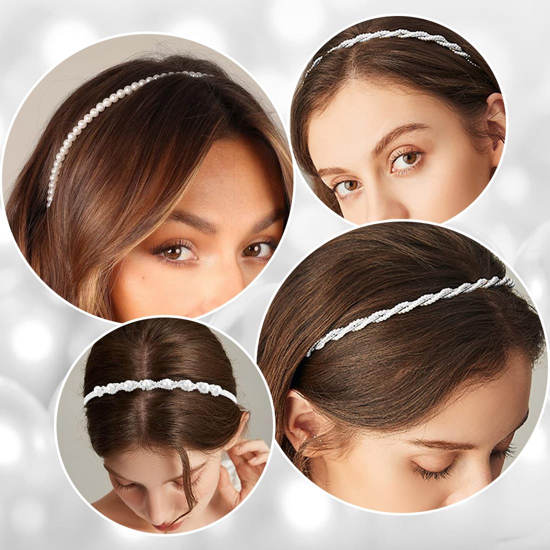 3 Fasce Per Capelli Con Perle Finte Bianche - Cerchietto Largo Imbottito Da Sposa Per Donna E Ragazza, Accessorio Elegante - 4
