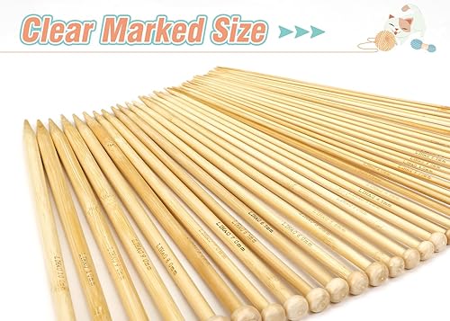 Miniatura 10 de LIHAO Juego de 30 agujas de tejer de bambú, agujas de tejer de madera, accesorios para principiantes hechos a mano, de un solo punto de 0.079 in a