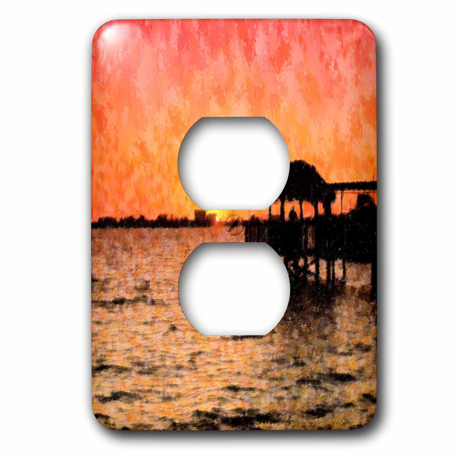 Image du coucher de soleil de la rivière Floride sur plaque de prise double pour décoration
