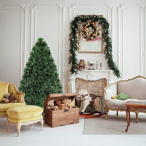 Miniatura 158 de Goplus Árbol de Navidad artificial de fibra óptica preiluminado, con luces LED multicolor y copos de nieve (6 pies)