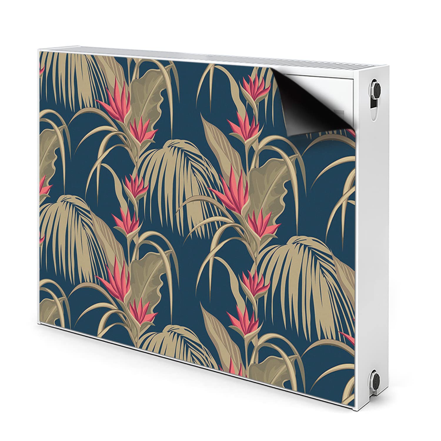 Cache radiateur magnétique 90x60cm bleu tapis décoratif cache aération palmiers tropicaux