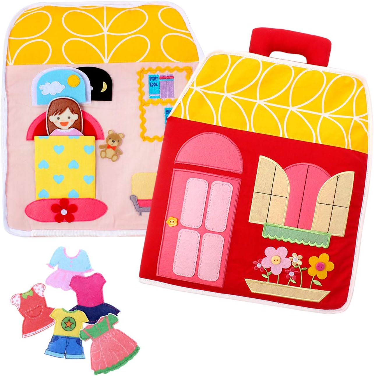LoveLnE Carry Home Dollhouse Bag, Educational Toy, Toddler Activity Book, Quiet Book, Busy Toy, Girl Bag