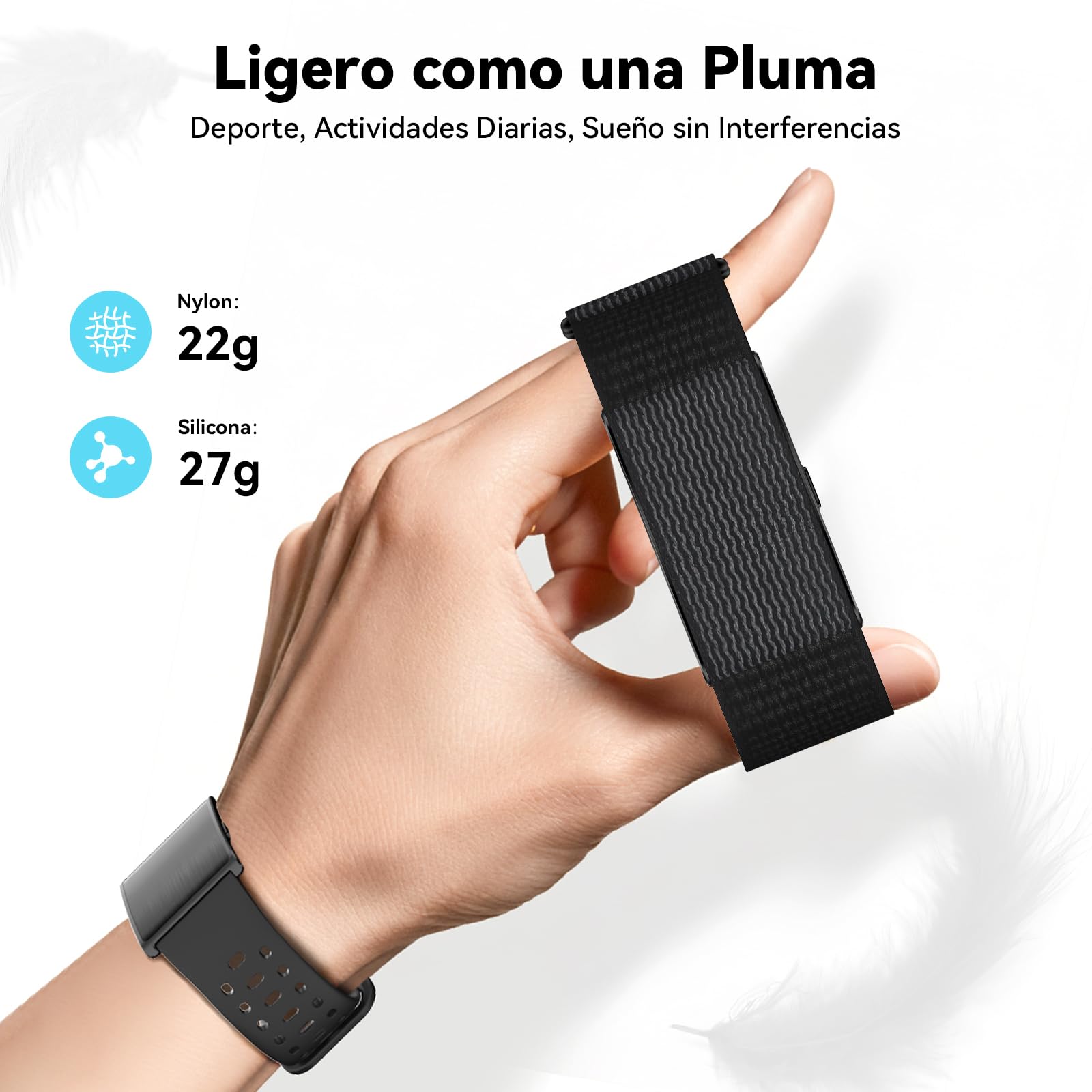 Pulsera de Actividad Inteligente sin Pantalla para Mujer y Hombre | 24/7 Monitor de Ritmo Cardíaco y Sueño con Análisis AI, 60 Días Batería, 170+ Modos Deportivos, Sin Suscripción