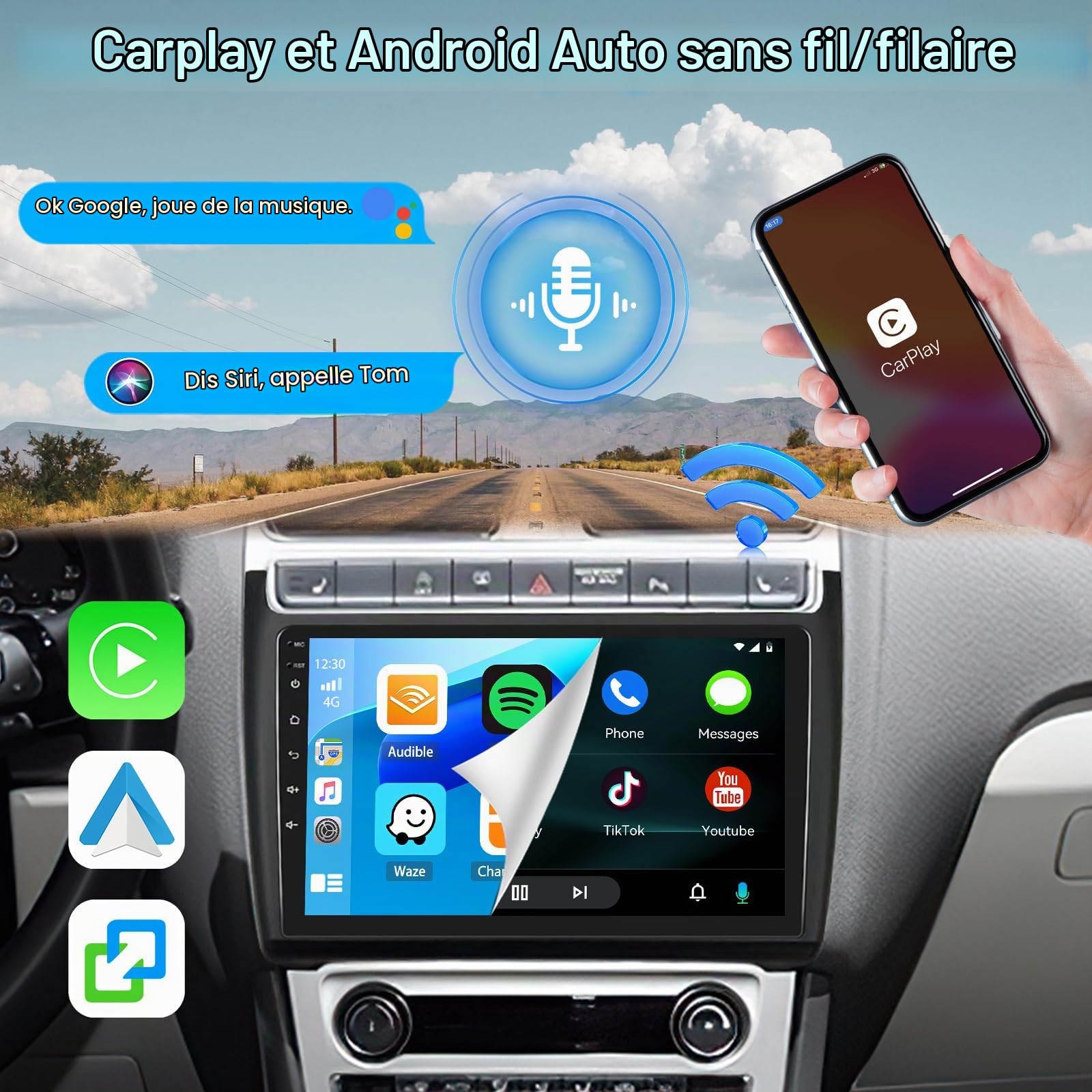 Inefala 2G+64G Autoradio Android 15 pour VW Polo 2009-2016