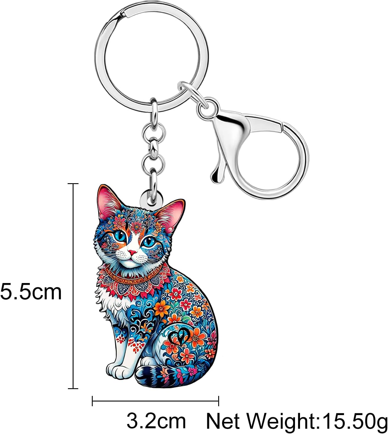 NEWEI Boho Cute Cat Keychain Cat Lover Gifts for Women Girls Mom, Acrylic Kitten Pet Keychains Backpack Bag Charm Accessories image 2