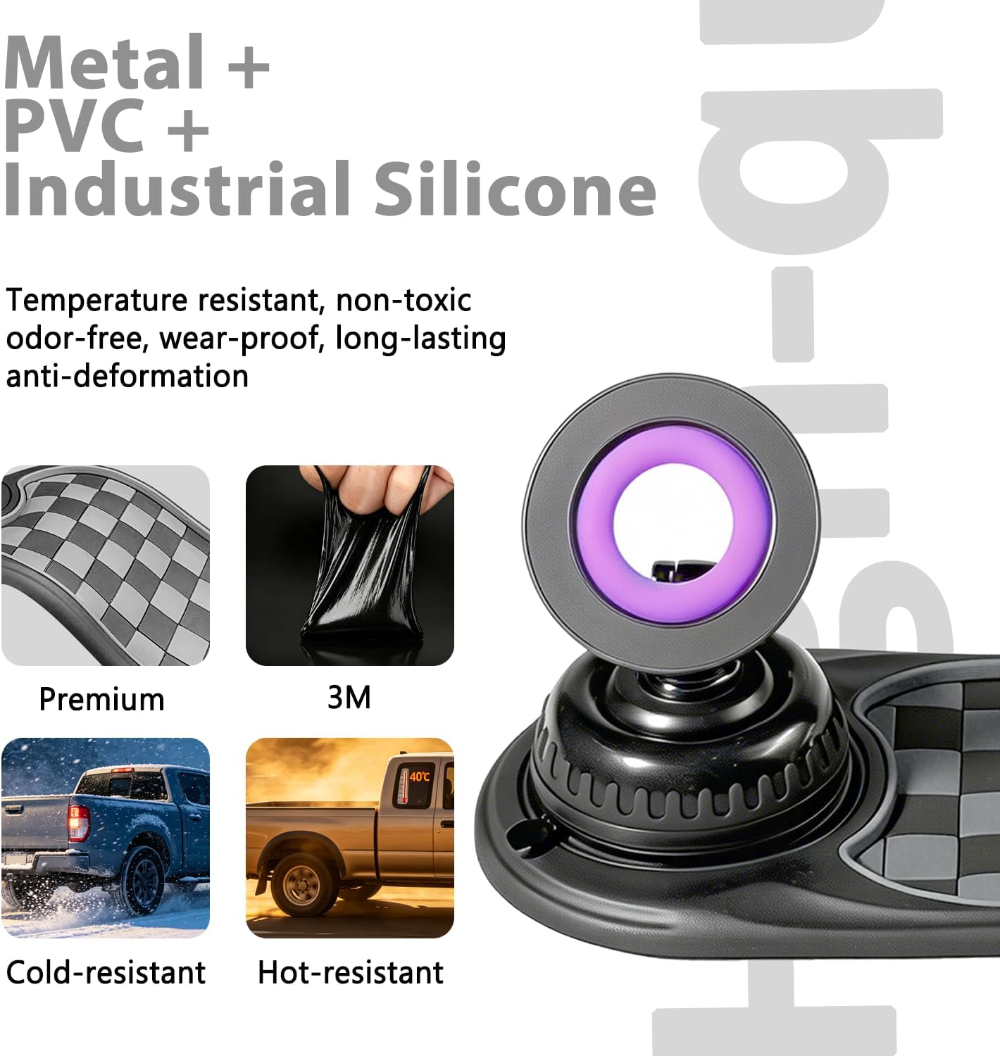 2026 Upgraded Car Phone Mount, 360° Adjustable Magnetic Anti-Slip Mat-Gray