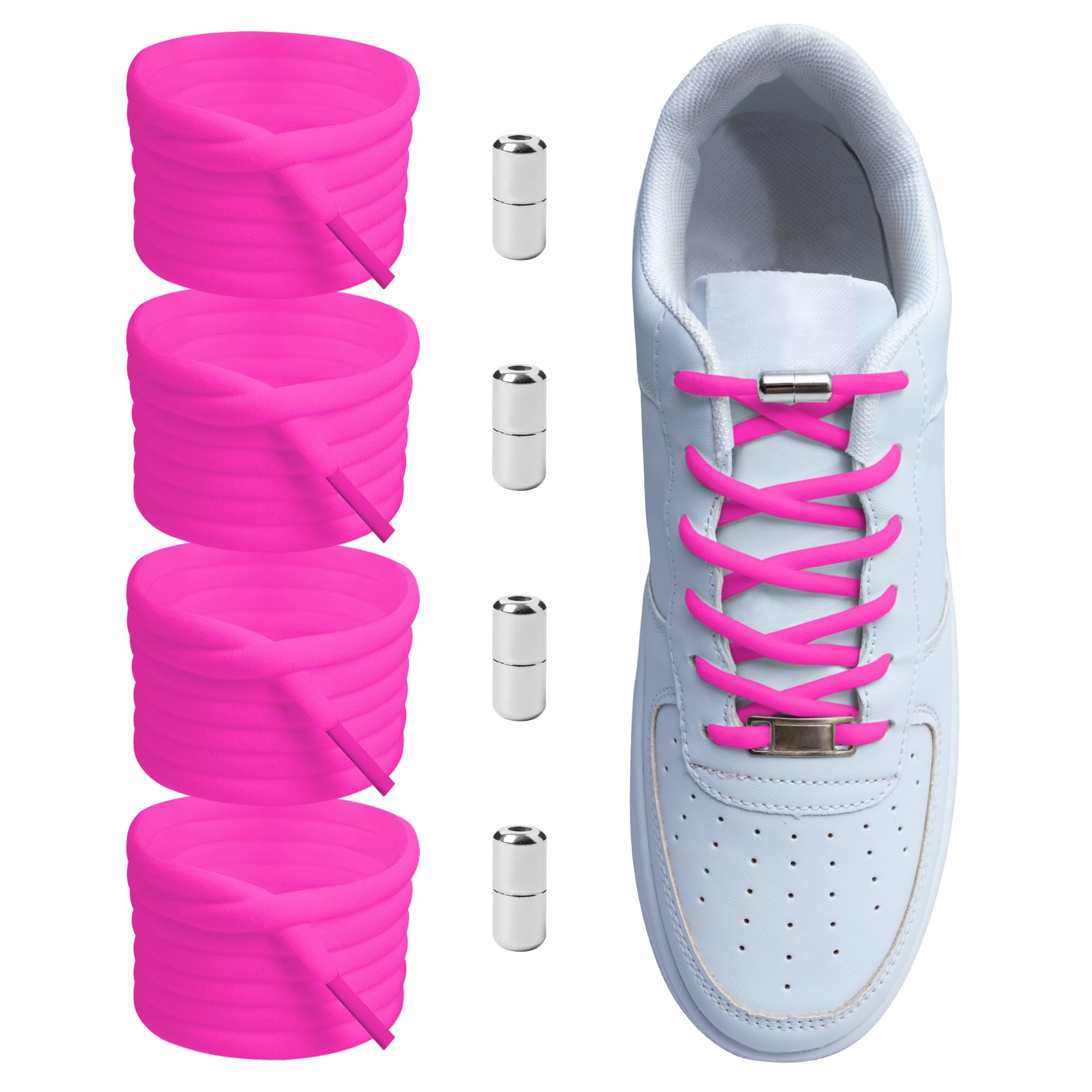 DIAGONAL ONE2 Pairs Elastic Shoe Laces, No Tie Shoelaces Adults, No Tie Shoe Laces for Kids, Lock Laces